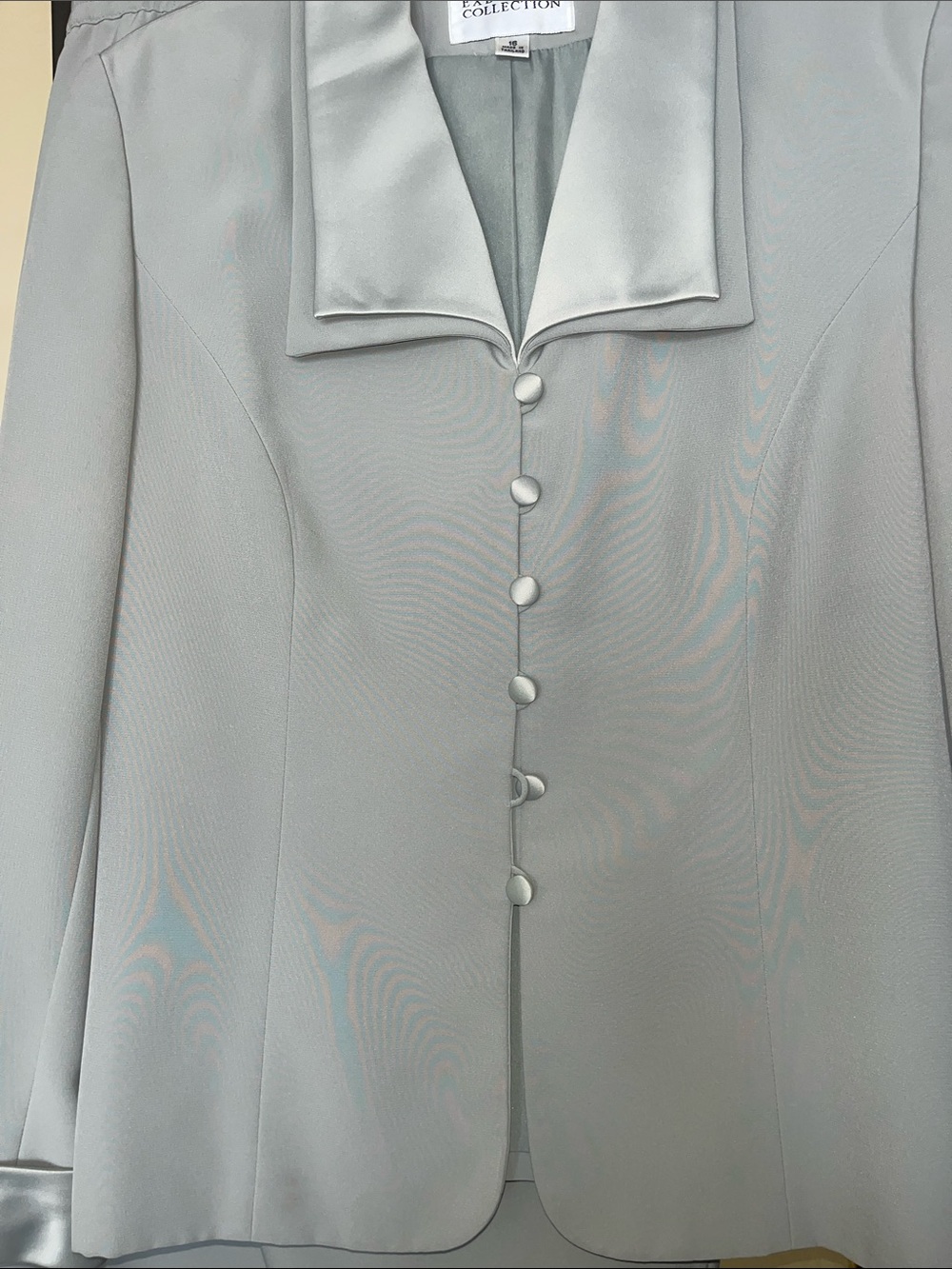 This Elegant Women's Mint Satin-Trim Jacket suit